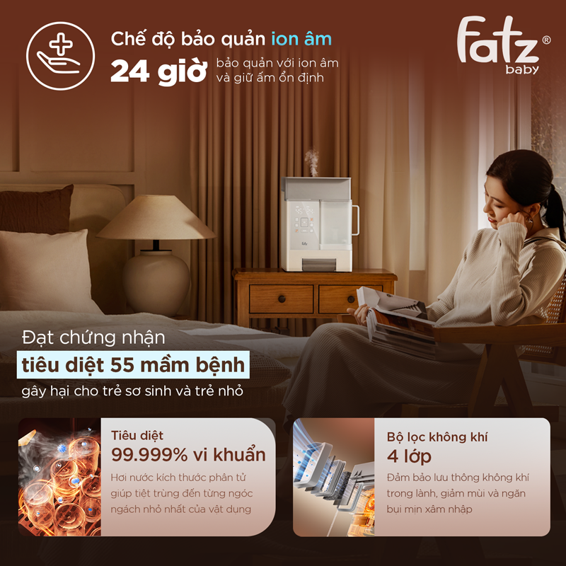 Máy tiệt trùng hơi nước sấy khô khử khuẩn thông minh công nghệ Anion e-STEAMPRO 1 FB4929BT 32 May tiet trung hoi nuoc say kho khu khuan thong minh cong nghe anion e steampro 1 2 800