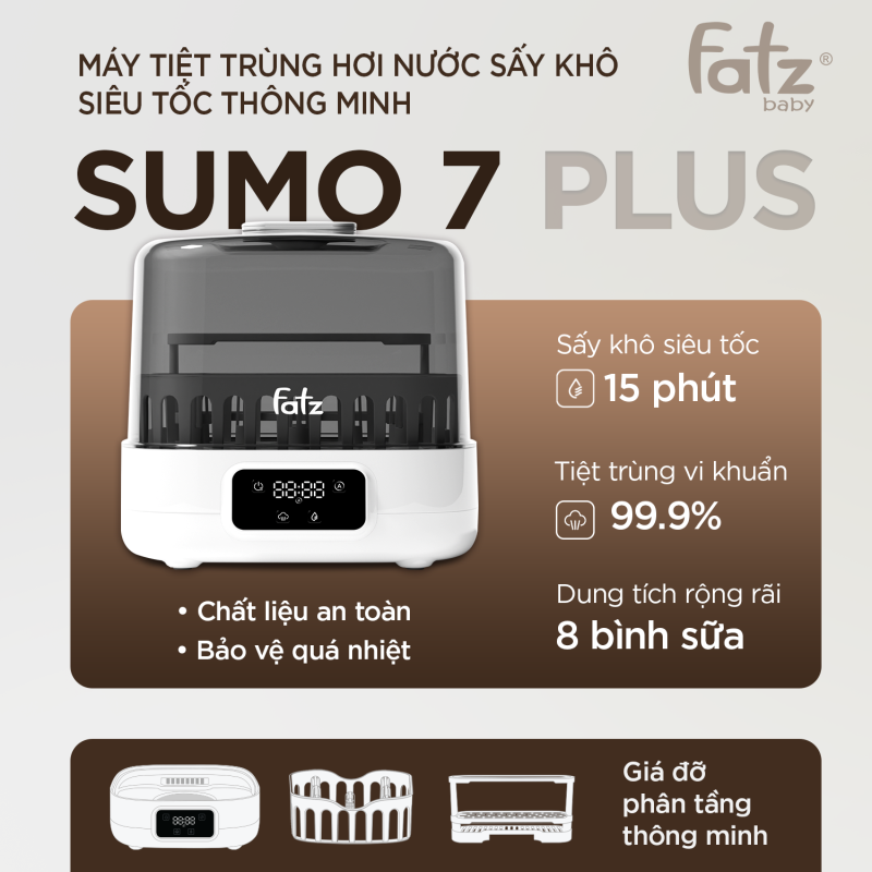 Máy tiệt trùng hơi nước sấy khô siêu tốc thông minh Sumo 7 Plus FB4935VN 36 May tiet trung hoi nuoc say kho sieu toc thong minh Sumo 7 plus infor 1